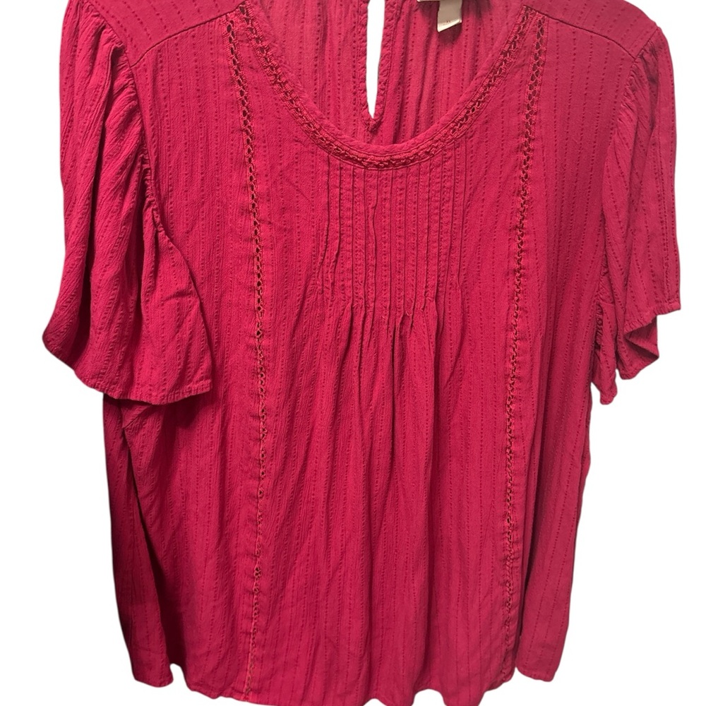 Knox Rose Fuchsia Blouse with Textured Design
